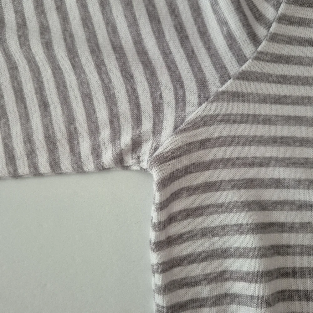 Laura Ashley LOVE Gray and White Striped Pajama Top